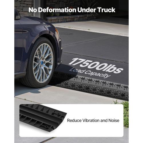 VEVOR 2 Pack Drop Over Cable Cover, 2 Channel Heavy Duty Cable Hose Protector Ramp, 38.3'' Floor Cord Cover, 17,500 lbs/Axle Load Capacity, for Traffic Areas, Indoor, Outdoor, Home, Office, Warehouse