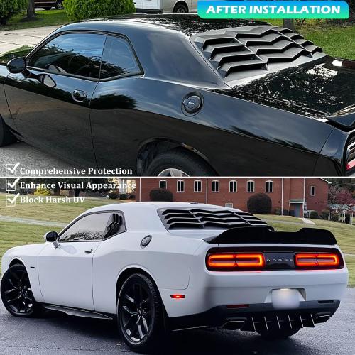 Bonbo Rear Window Louver Fits for Dodge Challenger 2008-2022 2023 in GT Lambo Style Custom Fit Windshield Sun Shade Cover ABS (Matte Black)