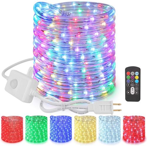 Brizled Color Changing Rope Lights, 18ft 180 LED RGB Rope Lights, Connectable Christmas Light Indoor Tube Lighting with Remote Outdoor White Tube Light Waterproof Color Outdoor Lighting for Xmas Decor