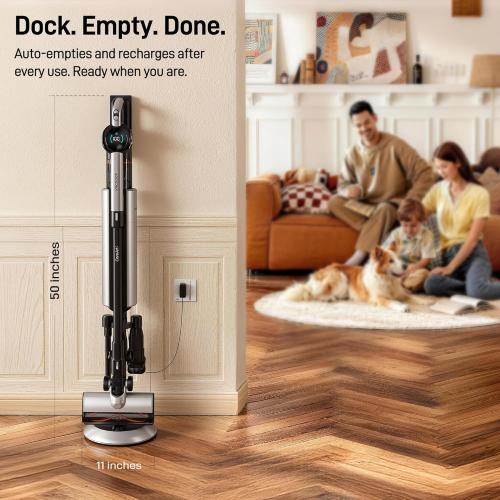 CoreJet 5 Self-Emptying Stick Vacuum, Cordless Vacuum Cleaner with All-in-One Charging Dock, 450W Motor, Dust Detection Light, HEPA Filtration for Hard Floors, Rugs & Everyday Cleaning