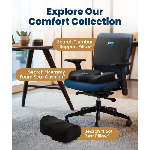 Everlasting Comfort Doctor Recommended Memory Foam Seat Cushion for Office Chairs & Car - Ergonomic Office Desk Accessories - Cushions for Tailbone Pain Relief, Sciatica (Black, Large)