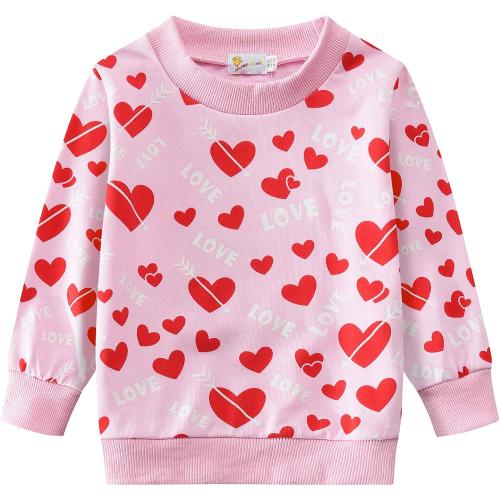 Size M Little Girls Outfits Clothes Toddler Long Sleeve Heart Print Hoodie Shirts Top   Leggings Kids Clothing Set