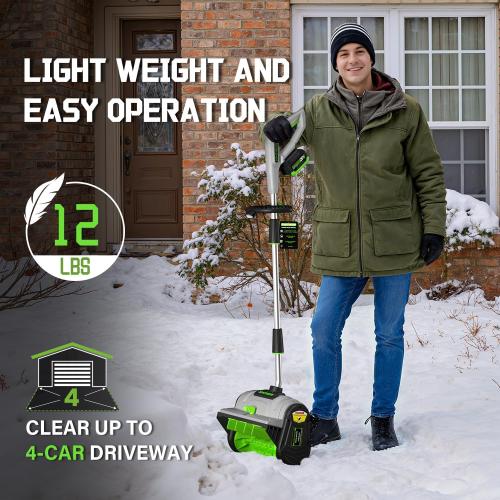 40V Brushless Cordless Snow Shovel, 13.5Inch Electric Snow Blower with 2X 4.0Ah Batteries & Quic Charger, Battery-Powered Snow Removal with 16.5FT Throw Distance for Patio, Deck, Driveway
