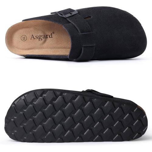 Asgard Genuine Suede Clogs for Women Men Leather Mules Arch Support Potato Shoes with Comfort Cork Footbed **US Women's Size 9