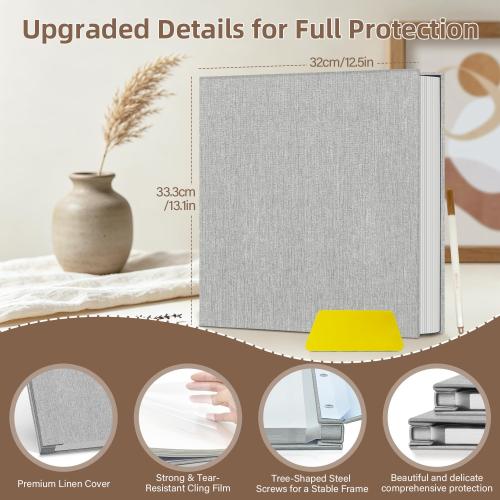 Popotop Photo Album Self Adhesive Scrapbook Album for 4x6 5x7 8x10 Pictures DIY Photo Book as Scrapbooking Supplies Kits, Birthday Gifts for Women Mom Wedding Baby Family Travel