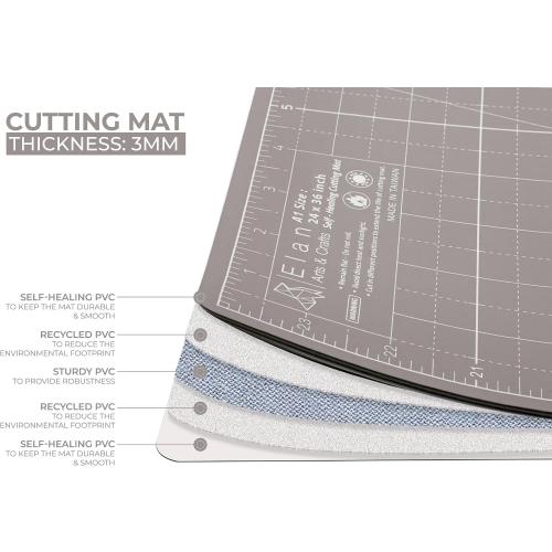 Elan Cutting Mat A0 Black & Taupe, Extra Large Self Healing Cutting Mat 36 x 48 Inch, 5-Ply Craft Board Black, Hobby Board for Crafts 36x48 Inch