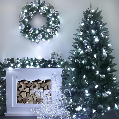 Meconard C7 Led Replacement Christmas Light Bulbs, C7 Shatterproof Led Bulbs for Christmas Indoor Outdoor String Lights, E12 Candelabra Base, Commercial Grade Holiday Bulbs, Cool White, 25 Pack