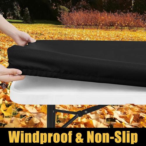 Smiry 2 Pack Rectangle Picnic Table Cloth, Waterproof Elastic Fitted Tablecloths, Washable Polyester Rectangular Patio Table Cover for Camping, Indoor and Outdoor (Black, 30x72)
