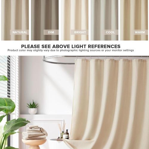 Madison Park Arbor Waffle Extra Long Shower Curtain, 72 x 84, Beige Solid