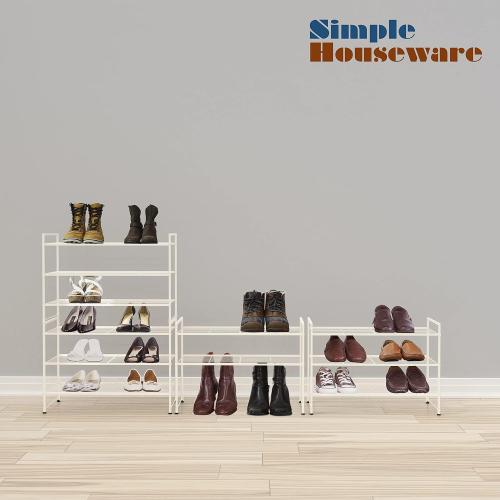 SIMPLE HOUSEWARE 3-Tier Stackable Shoes Rack Storage Shelf, White