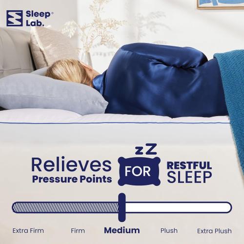 Sleep Lab 4 Inch Memory Foam Mattress Topper - Queen Size - Cooling Gel Memory Foam, Medium Support   Pillow Top