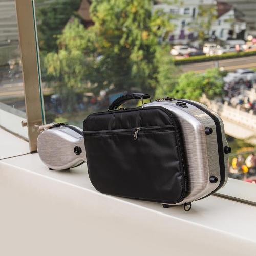 Christina violin case 4/4 Full Size Violin case High-Strength Carbon Fiber Pear-Shaped Violin Music Bag With Combination Lock and Extra Bag Gray Violin Hard Case (VB-Random type-SilveryGray spot)