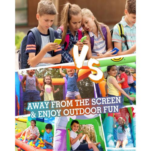 Action Air Inflatable Waterslide, Bounce House with Slide for Wet and Dry, Kids Backyard Waterpark for Summer Fun, Water Gun & Splash Pool for Age 3-8, Love for Kids