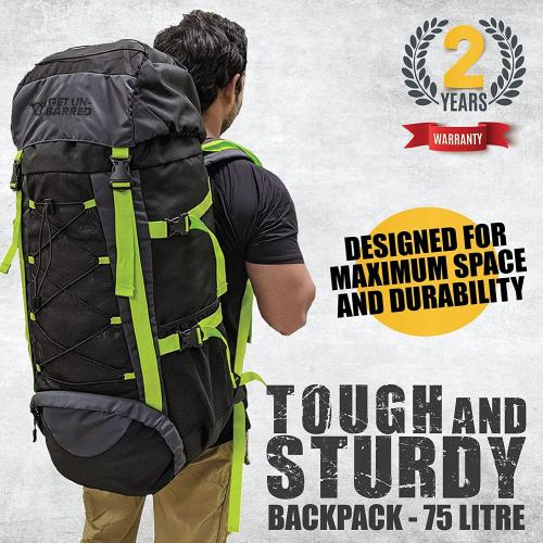 Presents 75 ltrs Campsack Rucksack/Camping/Trekking/Hiking Bag for Outdoor Sports (Neon Green & Black)