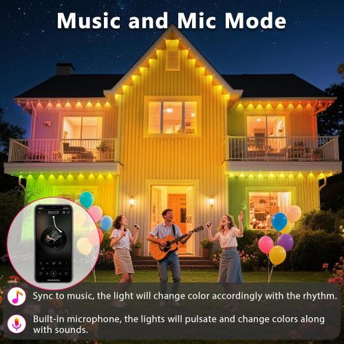 300FT Permanent Outdoor RGB Lights, IP67 Waterproof Smart Eave Lighting, with App/Remote Control Eaves Light, DIY LED Scenes Modes for House Roof Decor,Christmas,Party