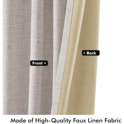 MIULEE 100% Blackout Linen Curtains for Bedroom 42 x 84 Inch Ivory 2 Panels | Thermal Insulated, Room Darkening Drapes for Living Room, Back Tab Rod Pocket Pinch Pleated, Solid Luxury Decor