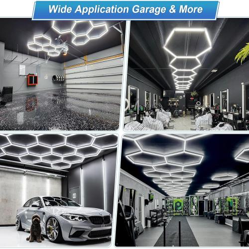 Hexagon Garage Light: Upgraded 10-100% Dimmable LED Garage Hexagon Lights, 50 Packs LED Light, 52800LM Super Bright Hexagon Lights for Garage Gym Basement Hair Salon