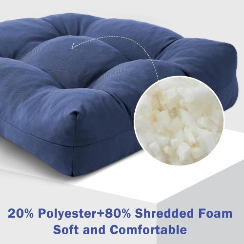 4pk Outdoor Chair Cushions Patio Chair Cushions with Ties, 19x19 Tufted Outdoor Seat Cushions, Waterproof Patio Furniture Cushions, Outdoor Dining Chair Pads, Navy