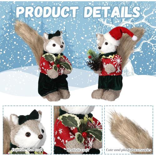 Chalyna 9.5 Inch Christmas Sisal Fox Tabletop Decorations, Fox Figurine for Home Decor Woodland Animals Rustic Xmas Ornament with Holiday Accents for Table Office Indoor Forest Mantle Decor Xmas Gifts