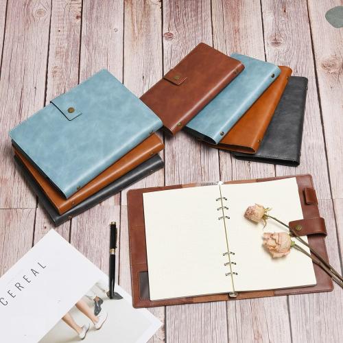 Wonderpool Leather Journal Refillable Notebook Spiral Diary Binder Portfolio - A5 Dot Grid Paper & Inner Pockets for Travel Work and Personal Organizer (Lake Blue, A5)