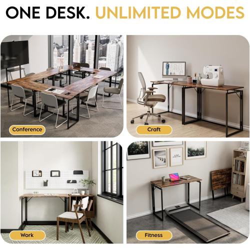 Folding Desk 40 Inch - No Assembly Small Foldable Desk for Small Space Minimalist, Space Saving Collapsible Compact Desks Portable Table for Craft, Writing, Study and Work