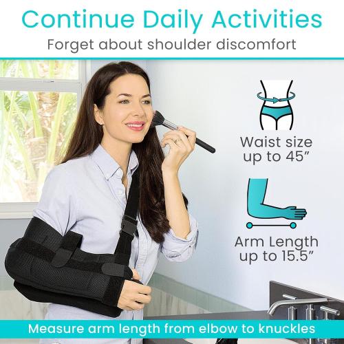 Vive Shoulder Abduction Sling - Immobilizer for Injury Support - Pain Relief Arm Pillow for Rotator Cuff, Sublexion, Surgery, Dislocated, Broken Arm - Brace Includes Pocket Strap, Stress Ball, Wedge