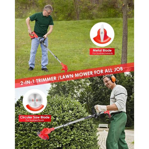 Electric Weed Wacker, Cordless 3 in 1 Weed Eater Battery Powered, Foldable 2.0Ah Battery Operated Stringless Grass Trimmer, Lawn Edger,Adjustable Height Electric Mower for Garden‼️incomplete‼️