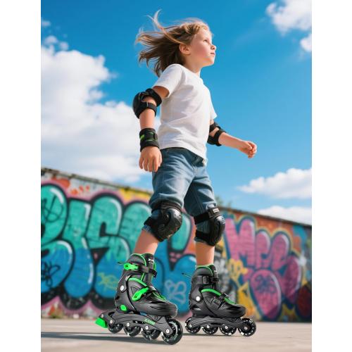 2PM SPORTS Inline Skates for Kids Girls Boys Ages 4-8 6-12 with Light Up Wheels, Adjustable Kids Roller Skates Blades for Youths Beginners