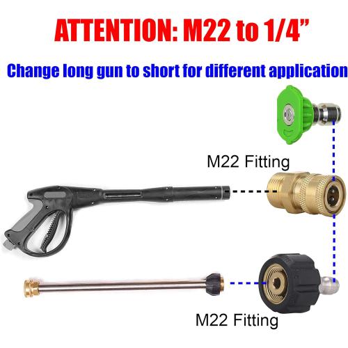 RIDGE WASHER Pressure Washer Adapter Set, Gun to Wand, M22 to 1/4'' Quick Connect
