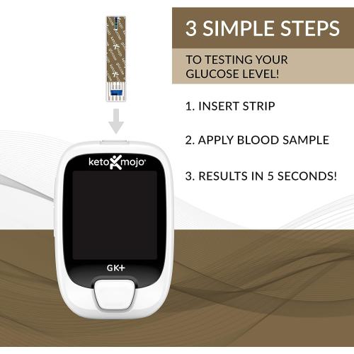 KETO-MOJO Blood Glucose and Ketone Test Strips Combo Pack | 60 Glucose   60 Ketone Strips (120 Count) | for Use Only with GK  Meter