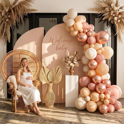 Retro Blush Pink Balloons, 60 Packs 12 Inch Dusty Pink Metallic Chrome Rose Gold White Sand Nude Balloons for Pumpkin Baby Shower Girls Women Boho Birthday Bridal Wedding Mothers Day Decorations