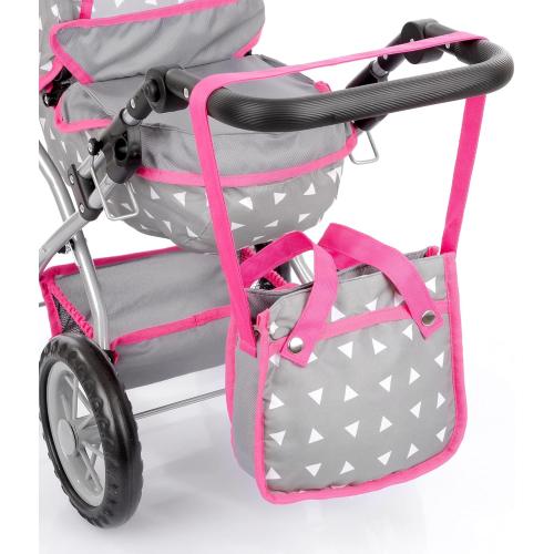 Adjustable Baby Doll Stroller Toy with Foldable Hood | Lightweight Design for Dolls Up to 18 inches | Quiet Foam Wheels, Machine-Washable Bassinet Pram, Indoor and Outdoor Play, Model KP0262S