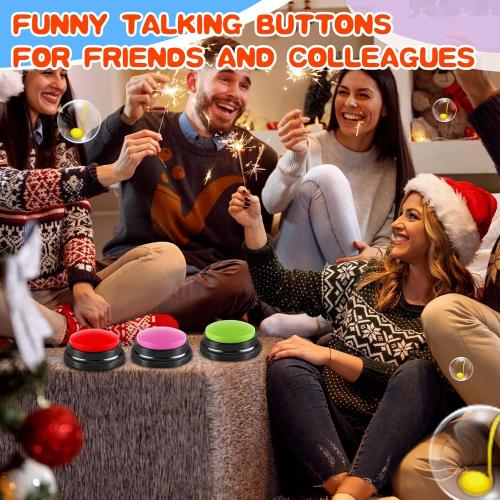 6 Pieces Recordable Answer Buzzers Button Answer Buzzers Game Show Buzzer Recordable Button Classroom Buzzers Perfect for Study Office Home and Pet Buttons Training Toy