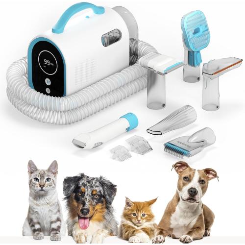 Uproot Clean Dog Grooming Kit - Cordless & Ultra-Quiet Pet Vacuum Groomer with Brush, Detangler, Deshedder, Trim, Clean, & Dry Attachments - Complete Cat & Dog Grooming Vacuum for Your Shedding Pets