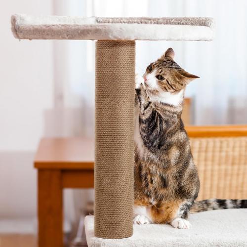 4 PCS M8 Cat Scratching Post Replacement, 15.7 x 3.1 Inches Cat Tree Replacement Post-Natural Jute Pole for Indoor Cats with M8 Screws, for Kitten Tree Tower Spare Cat Furniture Accessories