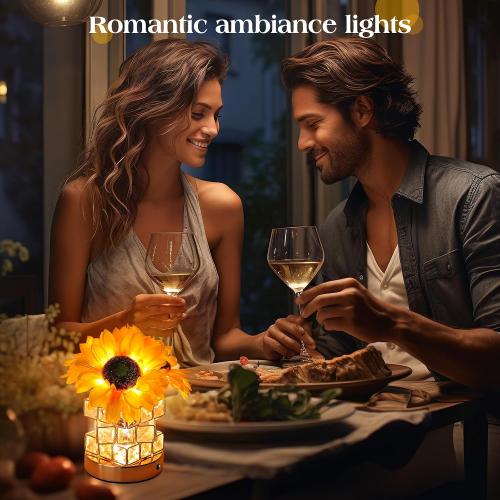 Sunflowers Flower Lamp Cordless Touch Table Lamp Birthday Gifts for Women