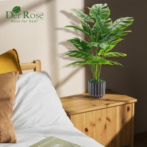 Der Rose 28'' Fake Plants Tall Artificial Monstera Faux Plants Indoor for Living Room Home House Decor