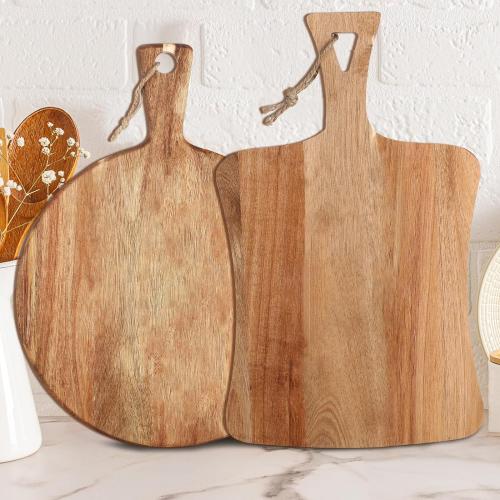 Hsei 2 Pcs Wood Cutting Boards with Handle Charcuterie Boards, Practical