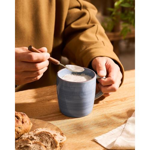 famiware Coffee Mugs Set of 4, Meteor 13 oz Ceramic Mug Cup Set with Handle for Coffee, Tea, Cappuccino, Latte, Milk, Blue Gray