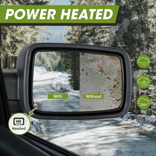 Passenger Side Mirror for 2009-2018 Ram 1500 2010-2018 Ram 2500 3500 2019-2024 1500 Classic Tow Mirror Power Heated Turn Signal Puddle Light Manual Folding-Right