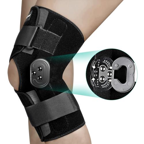 Hinged Knee Brace, Knee Immobilizer with Locking Dials & Side Stabilizers, Medical ROM Knee Brace for Knee Pain, Arthritis, ACL, PCL, MCL,Meniscus Tear, Injuries/Post OP, Prevent Hyperextension