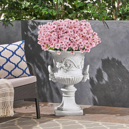 24PCS Artificial Pink Flowers for Outdoors, Realistic Silk Flowers