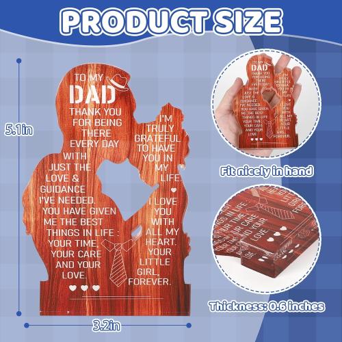 Heartfelt Father Daughter Hug Acrylic Plaque, Keepsake Dad Gift for Father's Day, Birthday, Christmas from Daughter 5.1x3.2 Inch