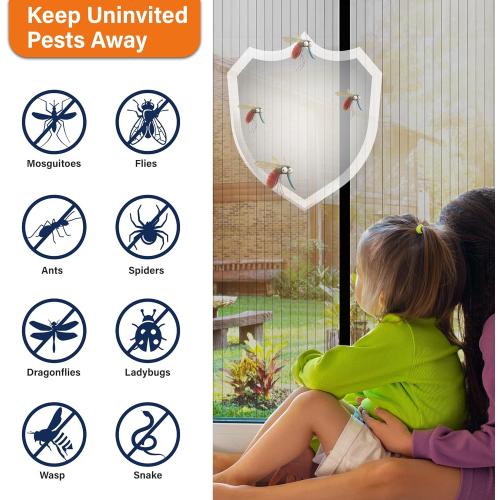 Mesh Screen with Magnetic Closure-Keeps Bugs Out Let Breeze in, Heavy Duty - Pet and Kid Friendly, Works with Front, Sliding Doors (38 x 82 Inch)