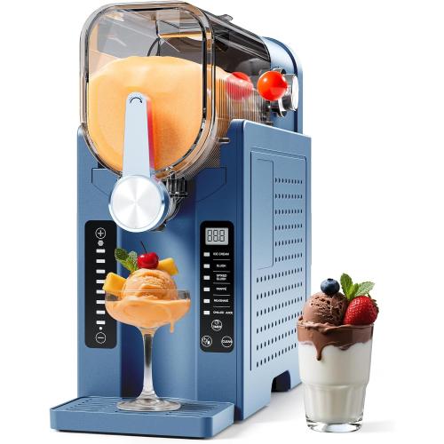 Slushy Machine No Ice Needed, CHIVALZ Slushie Machine for Home, Frozen Drink Maker with 6 Preset Programs for Margaritas, Frappés, Milk Shake and More, LED Display, Self-Cleaning, AD03, Blue