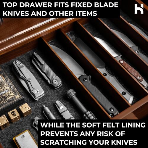 Holme & Hadfield Premium Knife Display Case for up to 50 Knives – Extra Large Handcrafted Wooden Pocket Knife Organizer for Collections – Birthday Gift for EDC Collectors – Luxury Built to Last