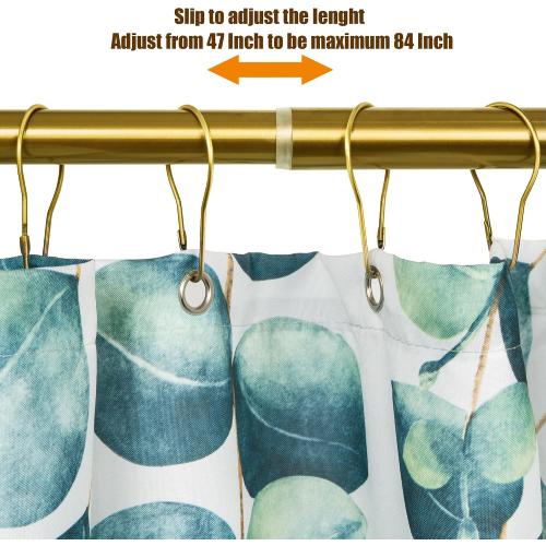 Artiwell Heavy Duty Shower Rod, Adjustable Shower Curtain Rod, Expandable 47-84 Inch, Permanent Mount Shower Rod, Never Rust Stainless Steel For Window Curtain and Closet, Brushed Gold