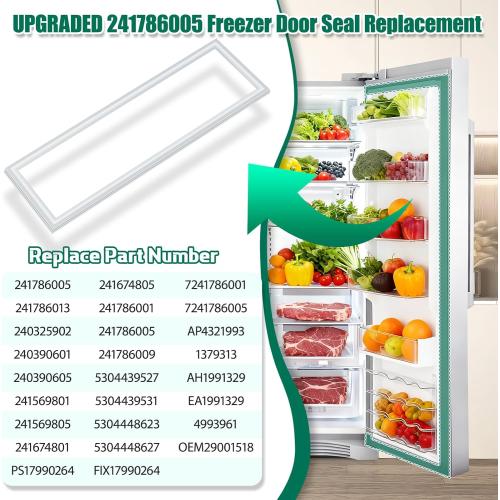 UPGRADED 241786005 241786013 Refrigerator Door Gasket Replacement Compatible with Frigidaire, Kenmore, Crosley Refrigerator Fresh Food Door Seal, Replaces Part Number 241786009 241786001