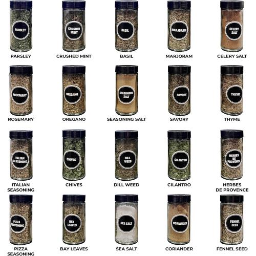 Spicy Shelf with 20 Jars of Spices inclded - Expandable Spice Rack and Stackable Cabinet & Pantry Organizer - Cabinet Spice Racks for inside Cabinets