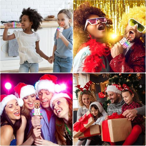 BlueFire 4 in 1 Karaoke Wireless Microphone with LED Lights, Portable Microphone for Kids, Great Gifts Toys for Kids, Girls, Boys and Adults (Pink) (no test)